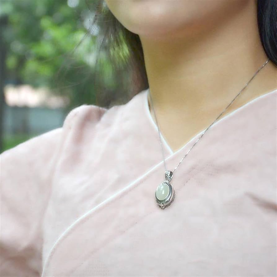 Amazon.co.jp: レトロ象眼細工ヒスイペンダントアロマセラピー